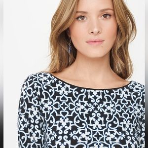 White House Black Market Three-Quarter Sleeve Swirl Print Dress